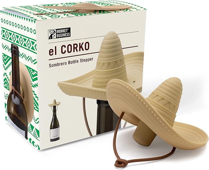 Silicone Wine Stopper/Fun Sombrero shaped cap seals bottle and keeps wine fresh/Cute Wine Accessories/ Kitchen Gadgets/el ...