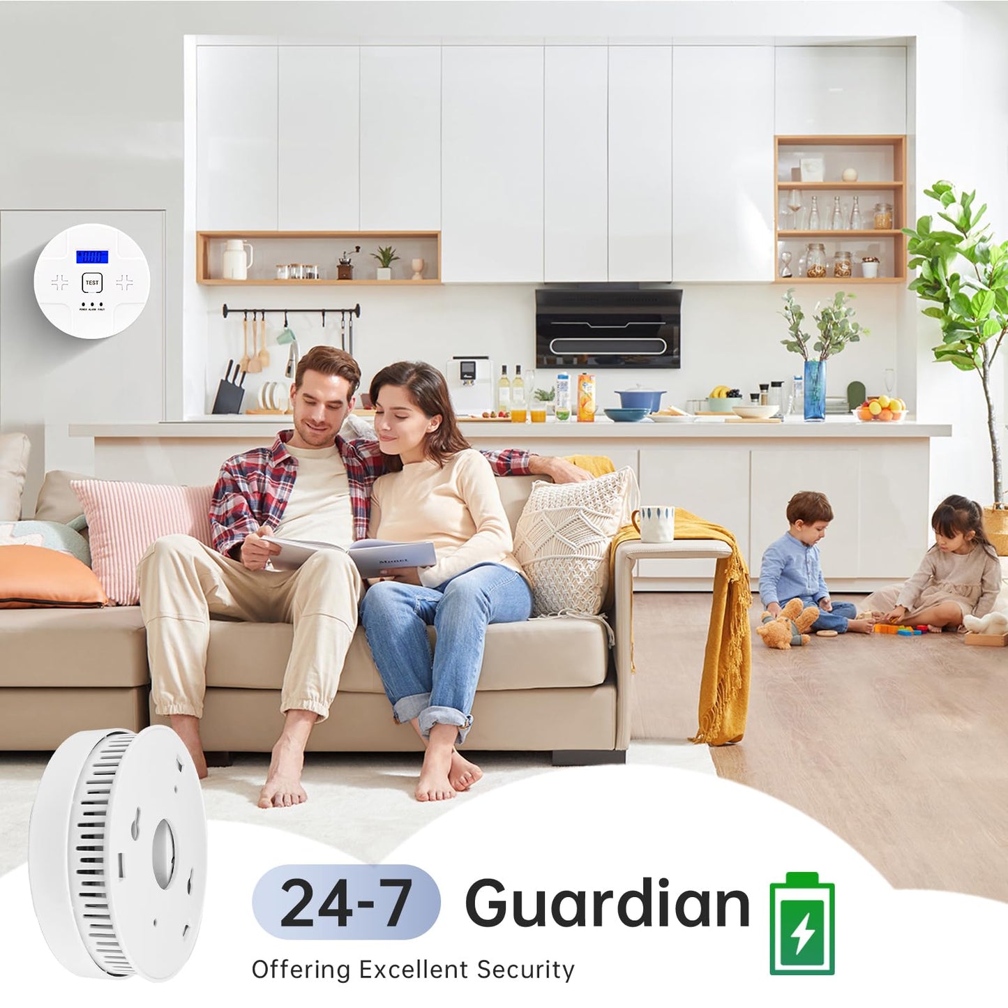 Smoke & Carbon Monoxide Alarms, Smoke Co Detector Combo with Led Digital Display, Sound Alarm, Battery Powered, 2 Packs