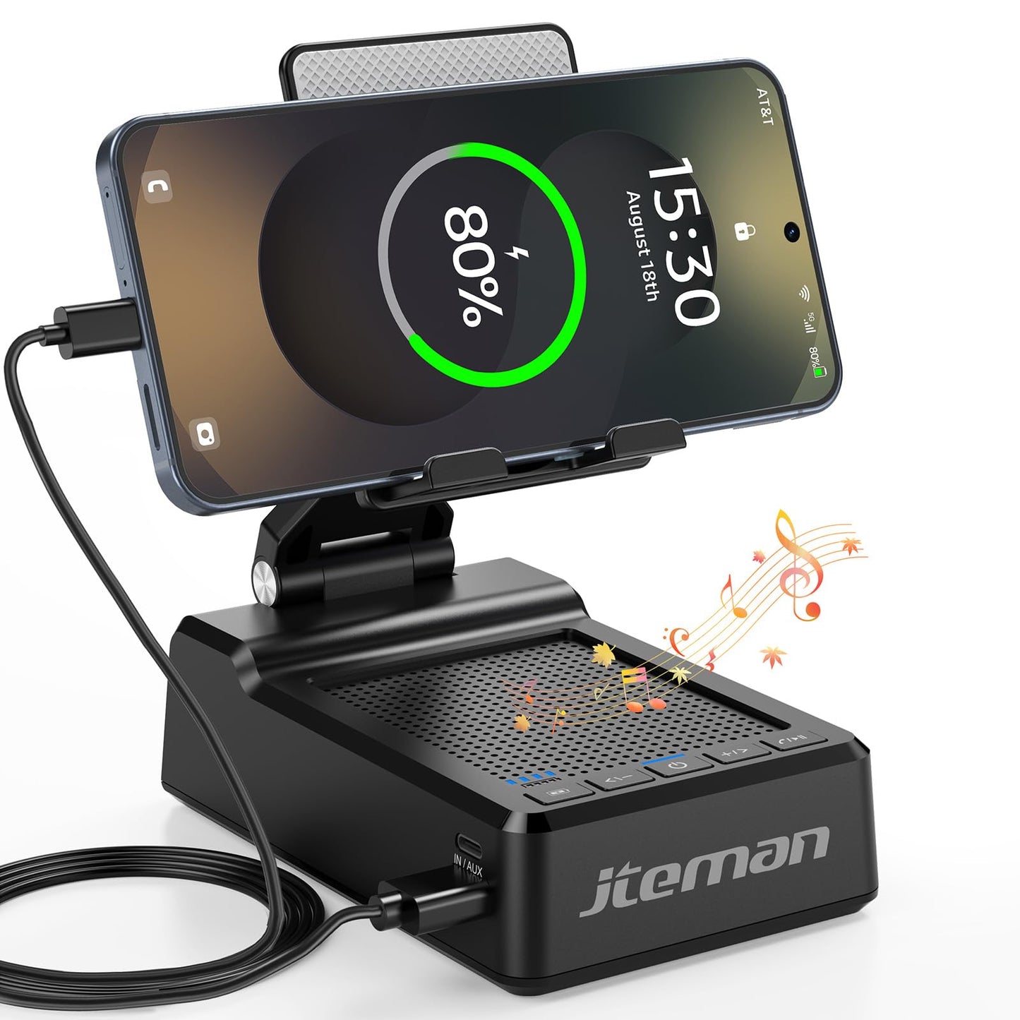 JTEMAN Gifts for Men Women,Adjustable Cell Phone Stand with Bluetooth Speaker and Charging Function,Cool Tech Gadgets Gift Idea