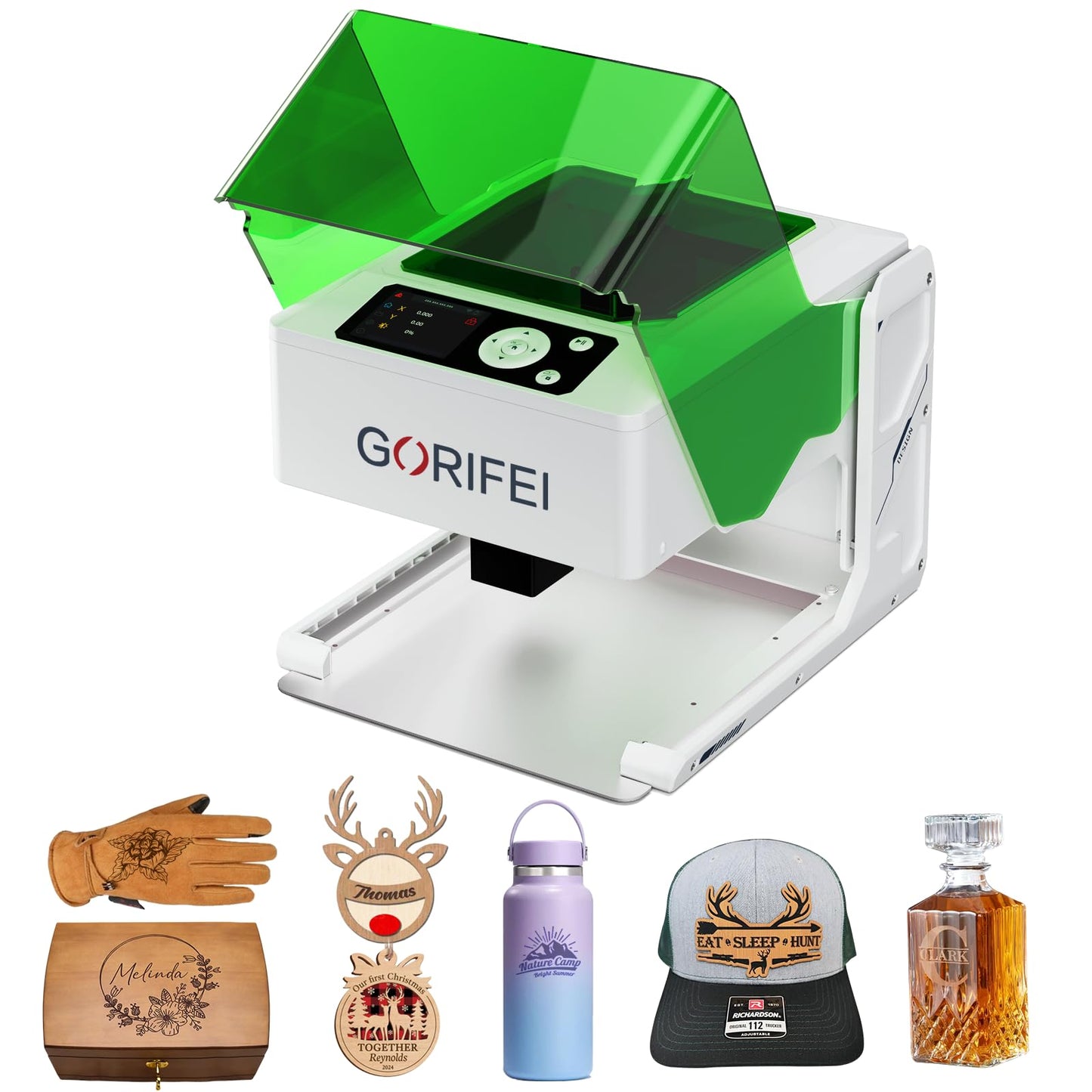Gorifei F1 5000mW Laser Engraver Machine, Portable & Smart with Display Screen, Wireless/SD Card/Offline Engraving, Deeplaser Self Developed System for Wood, Acrylic, Leather, Laser Class 1
