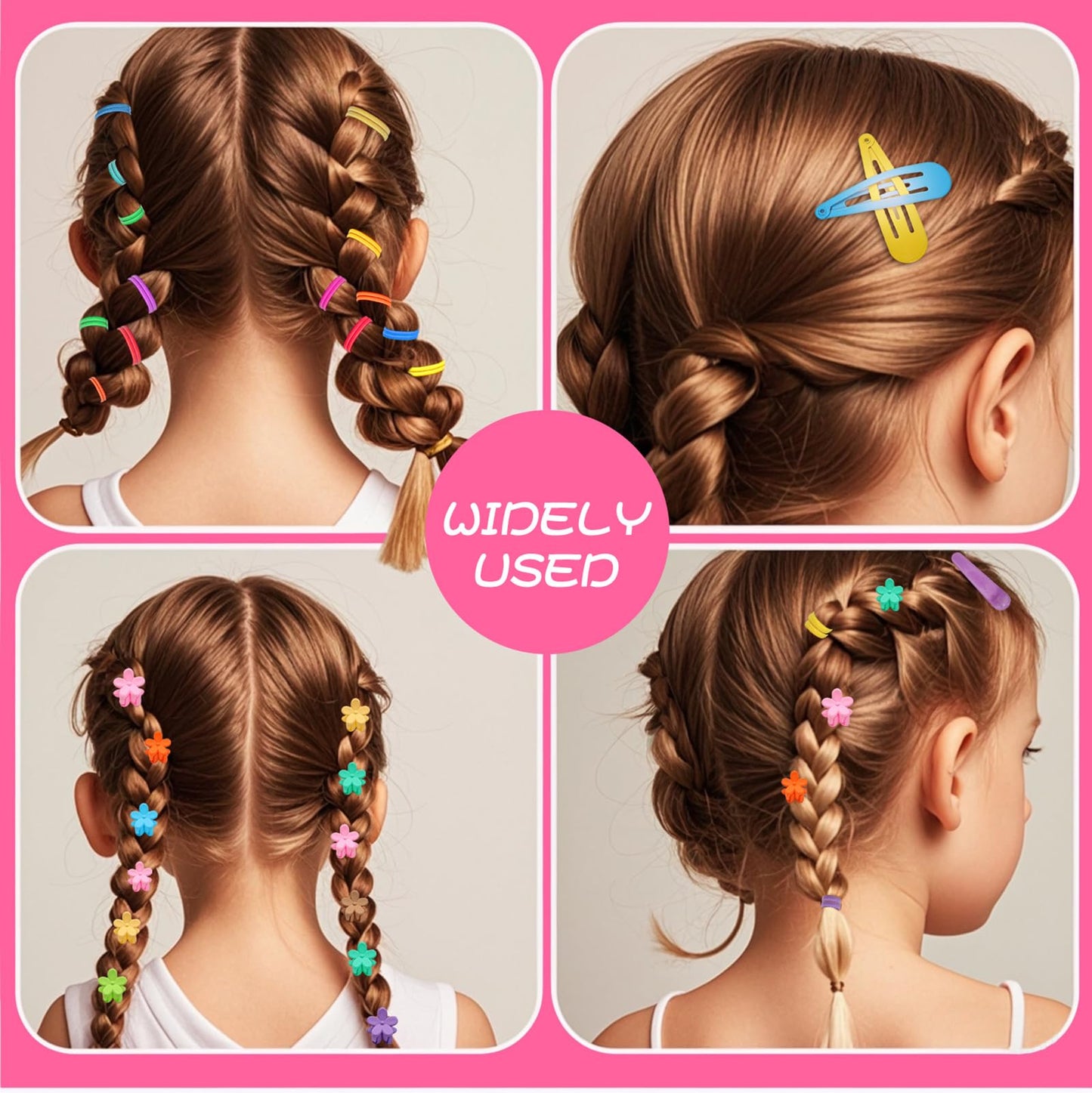 Girl Hair Accessories Set, Toddler Colorful Elastic Hair Ties Small Elastic Rubber Bands for Hair Baby Hair Ties Set with Hair Clips