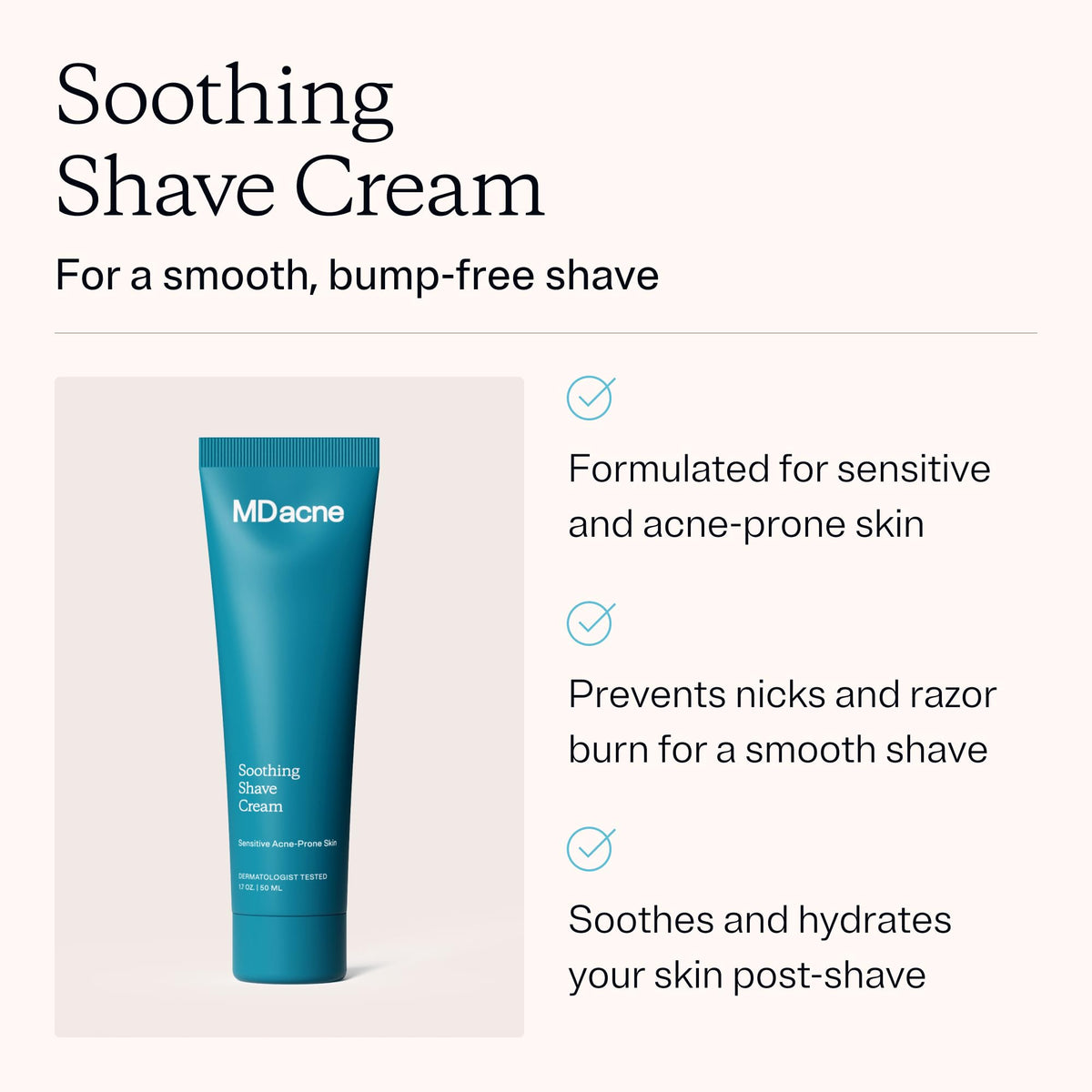 MDacne Shaving Cream for Acne-Prone Skin - Soothing, Oil-Free, Eliminates Razor Burn, Cuts & Infections - Reduce Skin Irritation