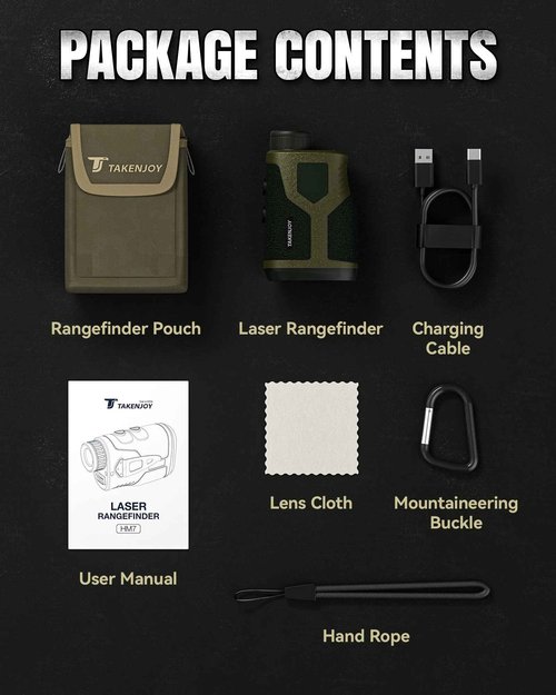 Takenjoy Upgrade Range Finder for Hunter, 1200Y Laser Range Finder, High Transmittance HD LCD Display with 7X Magnification, Waterproof, Speed Mode, Rechargeable, Lightweight for Archery