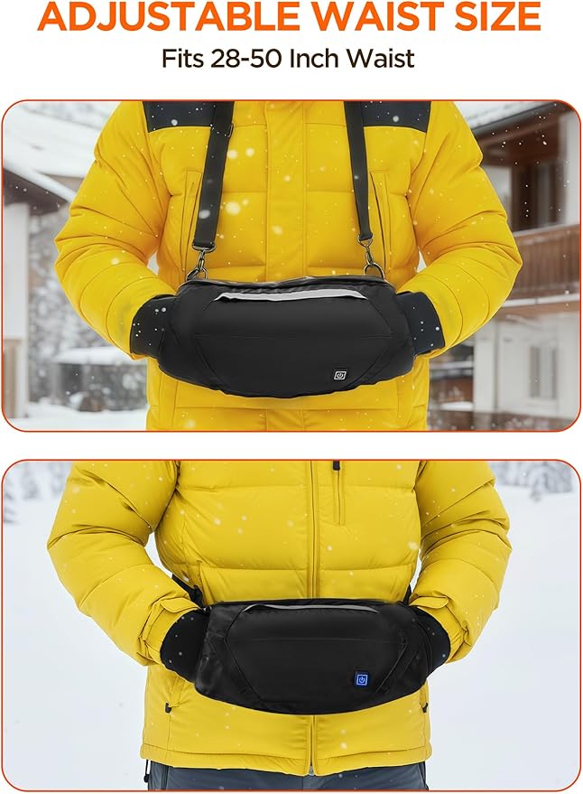 Heated Hand Warmer Pouch, 3-Stage Heat Electric Heated Hand Muff, 10000mAh Rechargeable Portable Power Bank Hand Warmer for Football, Hunting,Fishing,Camping,Outdoor Work