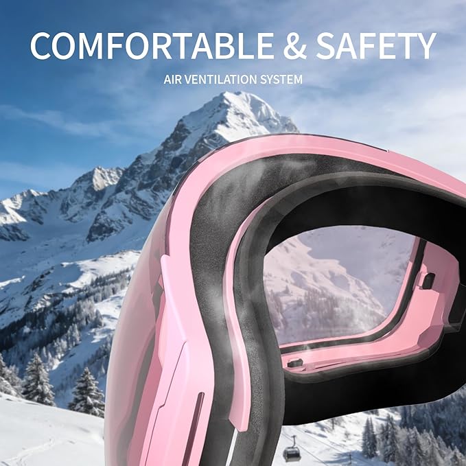 Ski Goggles for Men Women Adult & Youth, OTG Snowboard Goggles Anti Fog, Snow Goggles UV Protection Wide Vision