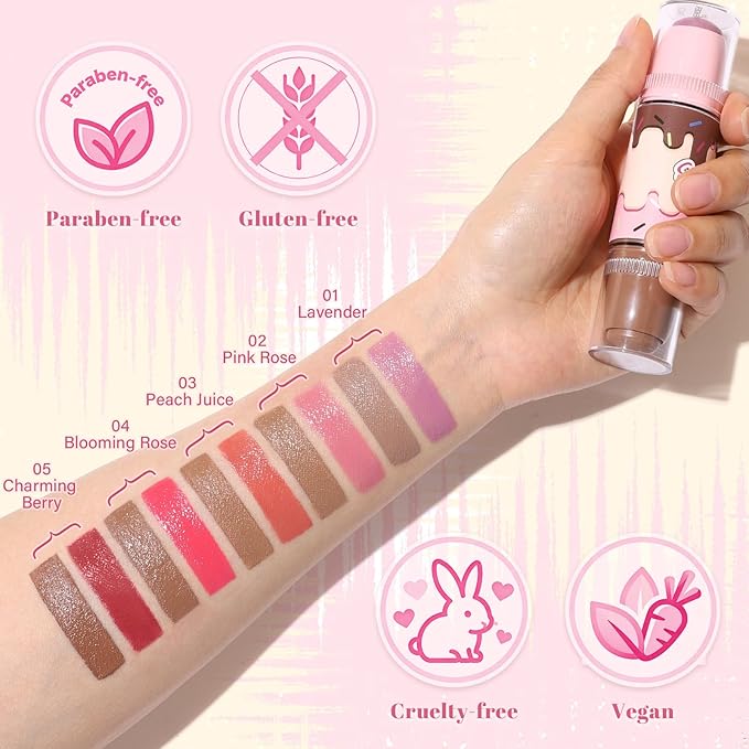 UCANBE Skin Breath Blush & Bronzer Multiuse Stick, 2-in-1 Creamy Face Cheeks Contour Makeup Stick for Natural Radiant Finish Look, Vegan & Cruelty-Free, Travel-Friendly (04 Blooming Rose)