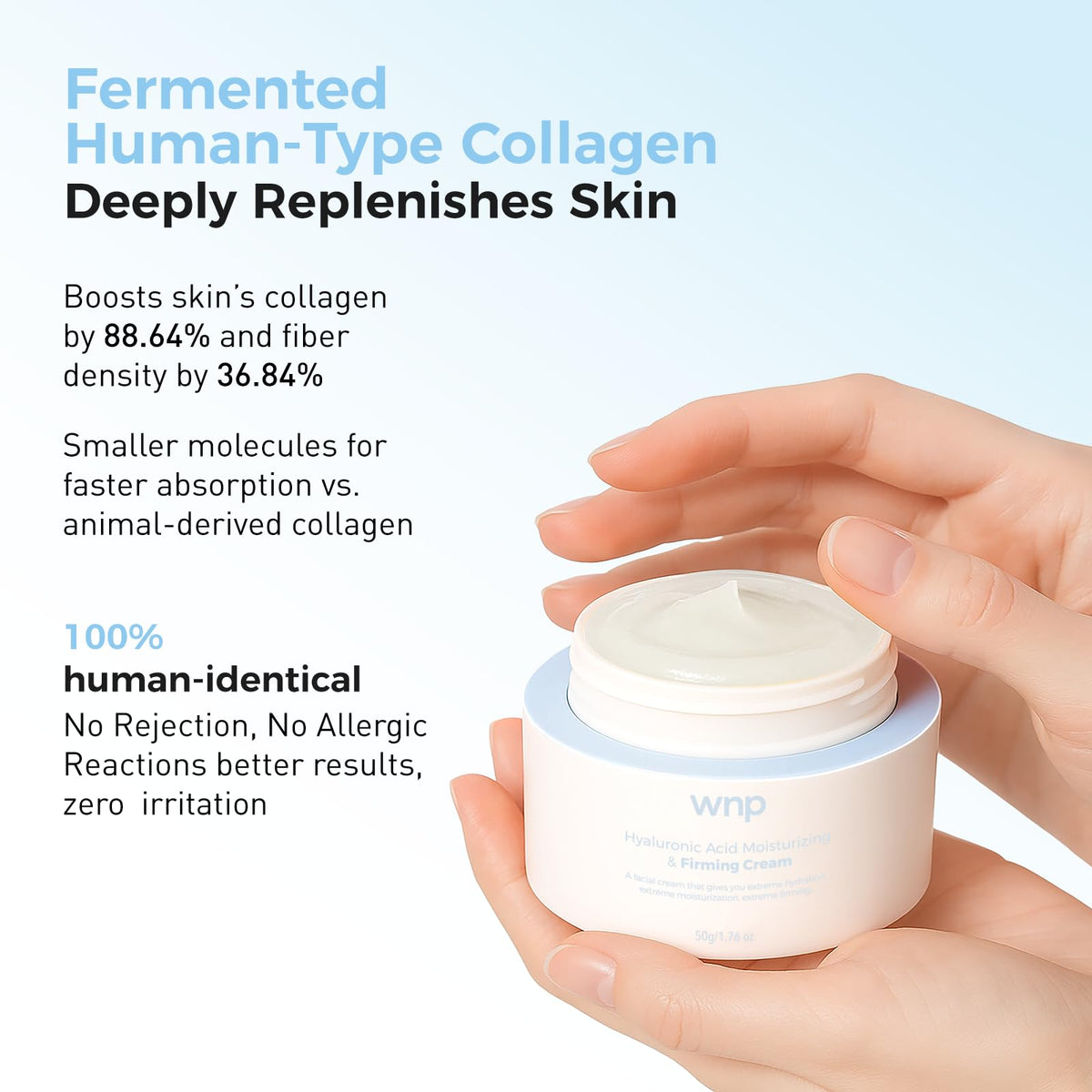 WNP Hyaluronic Acid Moisturizing & Firming Cream -4D Hyaluronic Acid, Aloe Vera,Peptides,Collagen,Ceramides Anti-Aging Face Mois