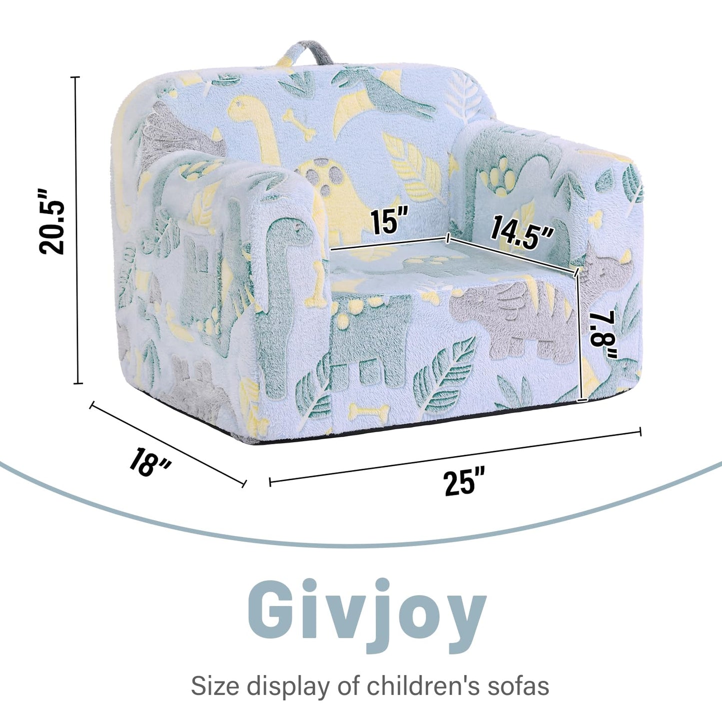 Toddler Chair Plush Kids Couch, Comfy Glow in The Dark Armchair with Removable and Washable Cover Carrying Handle Kids Sofa, Convertible Reading Chair Toddler Couch for Girls and Boys