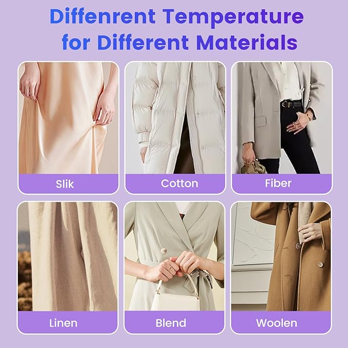 Travel Steamer Iron for Clothes, Portable Mini Steamer, 10-Second Fast Heating Handheld Small Steam Iron, with 110ml Water Tank and LCD Display, 6 Modes, 180° Swivel Handle for Home Travel Office