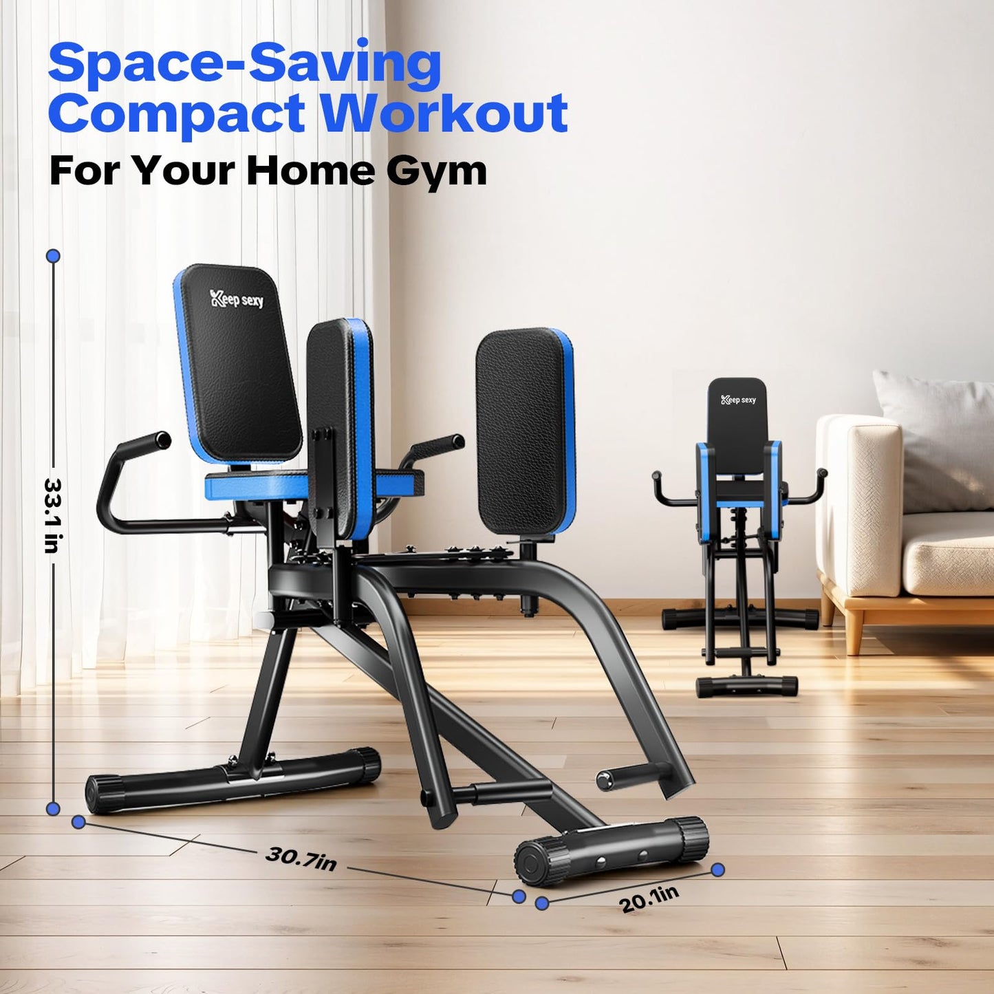 Keep Sexy Hip Abductor Machine for Home Gym, 6-Level Thigh Exercise Equipment w/ Bonus Resistance Band | Compact Plush Padding Glute Machine, Booty Builder & Thigh Toner for Women Men