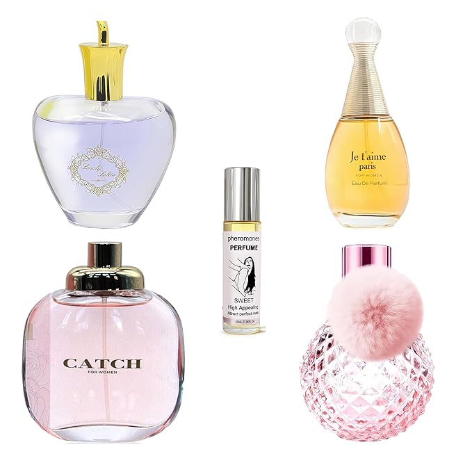 4-Piece Women's Perfume Set with 10ml Rollerball, EDP Collection, Variety of Fragrances,Long Lasting Fragrance (Je taime Paris/CATCH FOR WOMEN/Sugar Candy/Lovely Lolita)