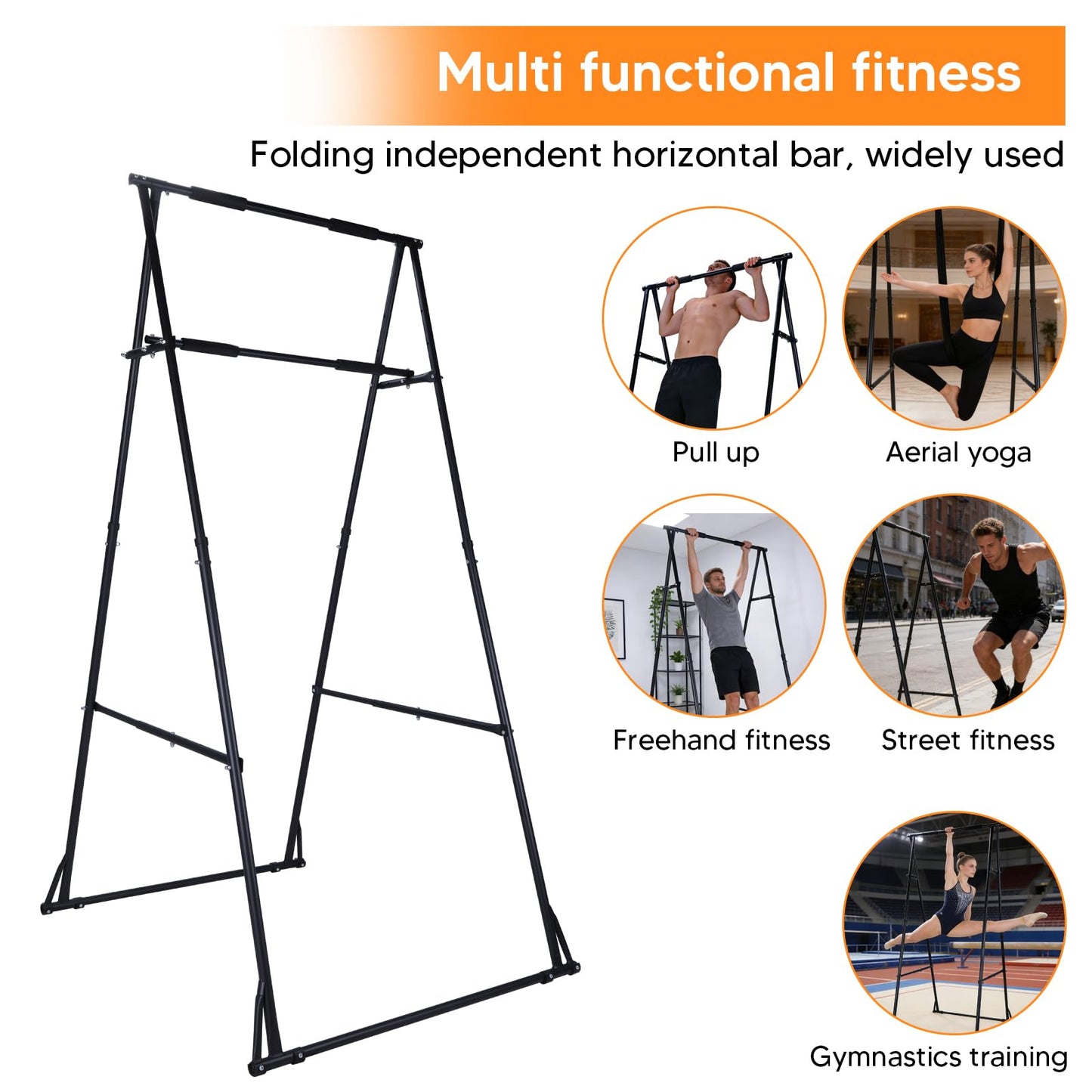 Generic Foldable Pullup Fitness Equipment Adjustable Multifunctional Exercise Rack for Home Gym Strength Training