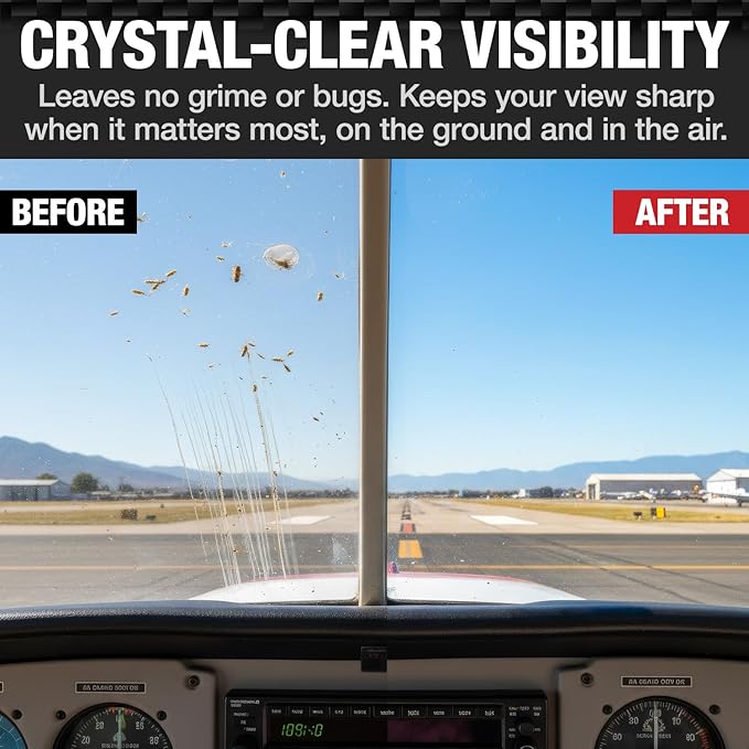 EntireFlight FOD Off Premium Aviation Grade Acrylic Plexiglass Cleaner Spray for Windshields Windsscreens and Windows - Plastic & Polycarbonate | Bugs - Dirt - Grease - Grime - Go FOD Off