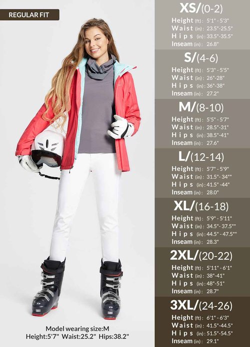 baleaf Women's Fleece Lined Snow Ski Pants Waterproof Insulated Windproof Slim Thermal Winter Pants Hiking Snowboard White S