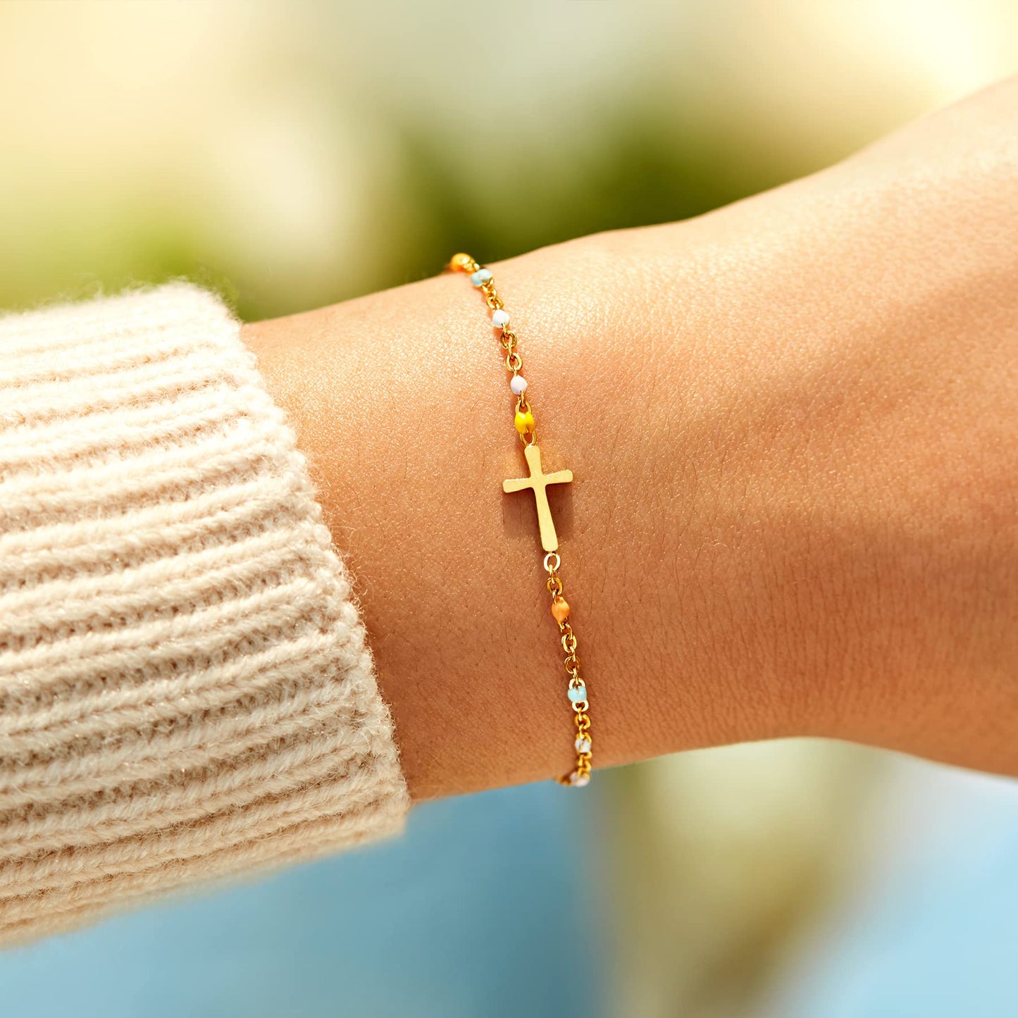 STORYJEWELLERY Friend Gifts for Women, Cross Bracelets for Bestie, Unique Birthday Gifts for Women Friendship, Friend Bracelet, Presents for Female Friends, Bff Jewelry