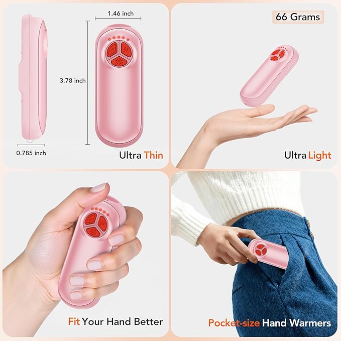 Upgraded Hand Warmers Rechargeable 2 Pack, AI Electric Hand Warmers, Portable Heater, 1s Safe Rapid Heat, 5 Gears Temperature Control, for Hunting, Camping, Hiking, Outdoor