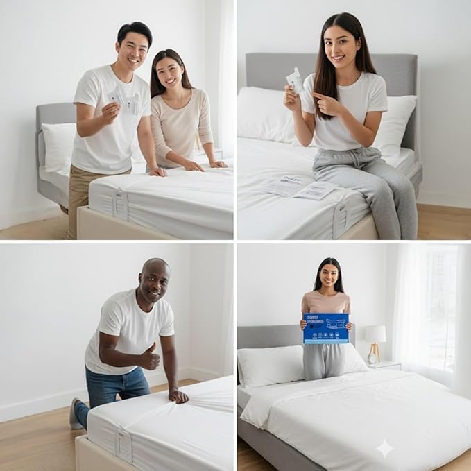 Bed Sheet Holders for Corners - 4 Pack Adjustable Sheet Grippers with Heavy Duty Clips - Bed Sheet Organizers and Storage Fasteners - Non-Slip Sheet Holders Keep Sheets Tight and Secure