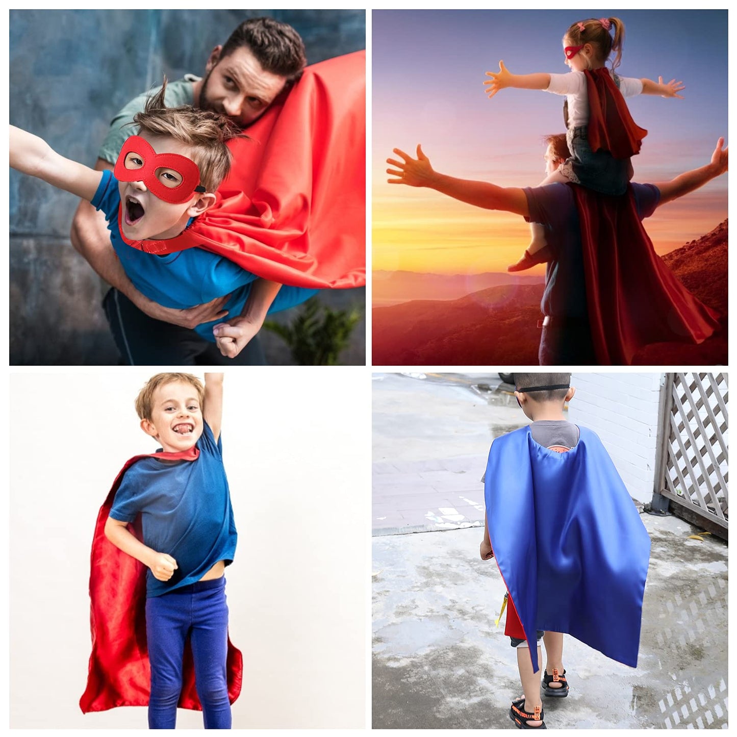 Evlatte Kids Superhero Cape and Mask, Festival Fancy Dress Superhero Costumes for Boys and Girls Dress up for Halloween Christmas Cosplay Birthday Party (Purple-Pink)