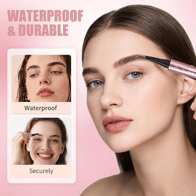 Eyebrow Pen, Waterproof Microblading Eyebrow Pencil, Eye Brown Makeup Pen with a Micro-Fork Tip for Women to Effortlessly Create Hair Like Natural Brows Light Brown