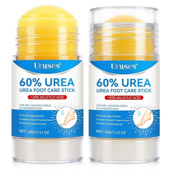 Urea Cream, Intensive Foot Repair Stick 60% Urea with 2% Salicylic Acid Heel Balm Stick, Maximum Strength Callus Remover Foot Care Cream for Cracked Heels, Dry Feet & Rough Skin