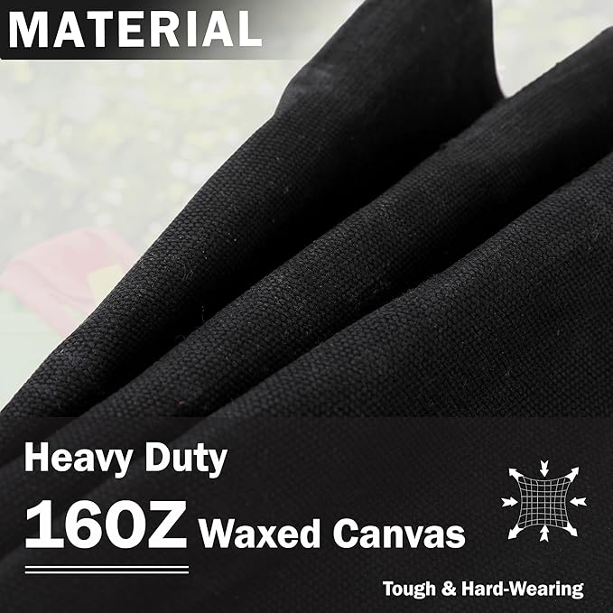 Garden Tool Bag | Heavy-Duty 16oz Waxed Canvas Garden Tool Tote with 8 Pockets | L9.5" x W6" x H15.5" | Tools Storage Bag for Gardeners, Portable Tool Organizer for Garden Essentials