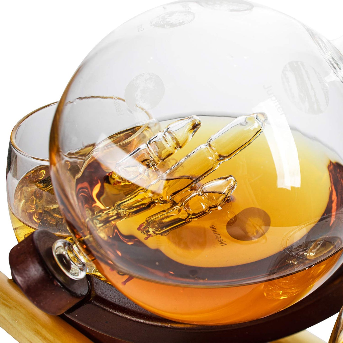 Rocket Wine & Whiskey Decanter Set, Rocket Decanter, Solar System Planets Globe Decanter, Limited Edition, Descriptive Planets Rotating Around Sun, Personal Glass planetarium, Space Lovers Gift!