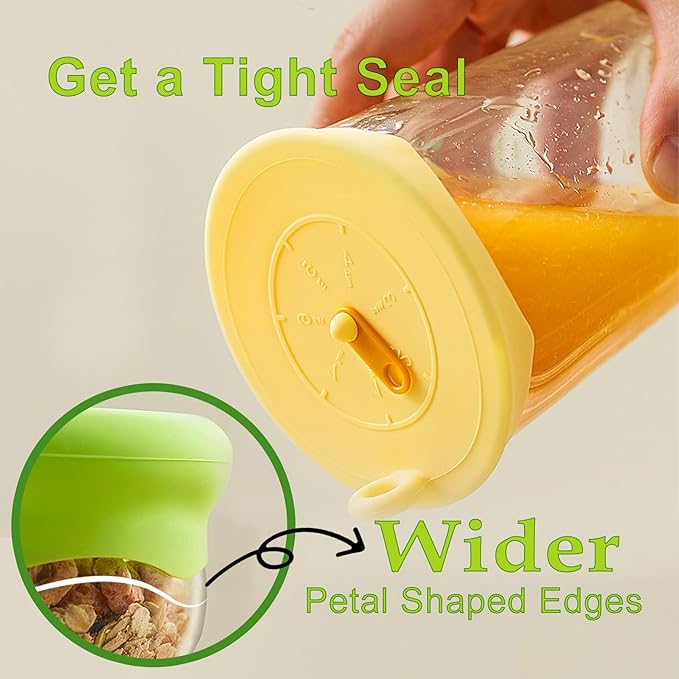 Silicone Stretch Lids for Food Storage, Reusable Stretch and Seal Lids with Easy-open Pull Tab and Day Indicator, 6 Pcs Silicone Dustproof and Fresh-keeping Covers Set for Cups/Cans/Jars/Bowls