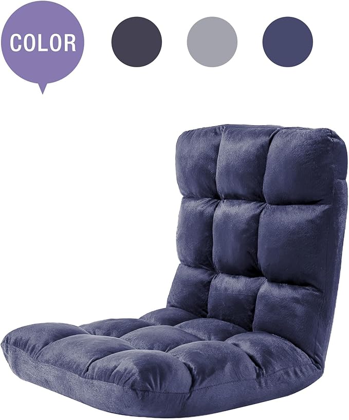 FLOGUOR Indoor 5-Position Adjustable Floor Chair with Back Support Folding Padded Gaming Sofa Chair, Lounge Chair for Adults Video Gaming, Perfect for Meditation, Reading QL050-NA