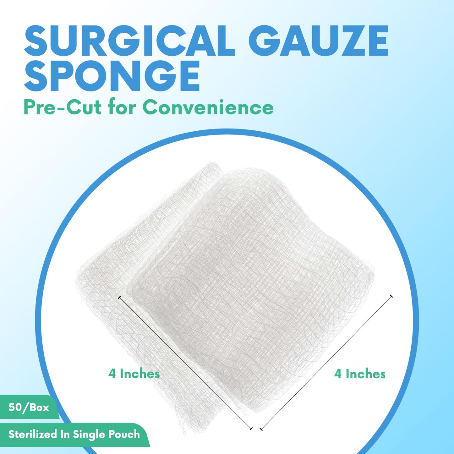 4x4 Large Sterile Gauze Pads - 50 Pack, 12-Ply Woven Cotton, Individually Wrapped Medical Gauze Sponges, Soft & Highly Absorbent Wound Dressings for First Aid Kits & Home Care by HEALQU