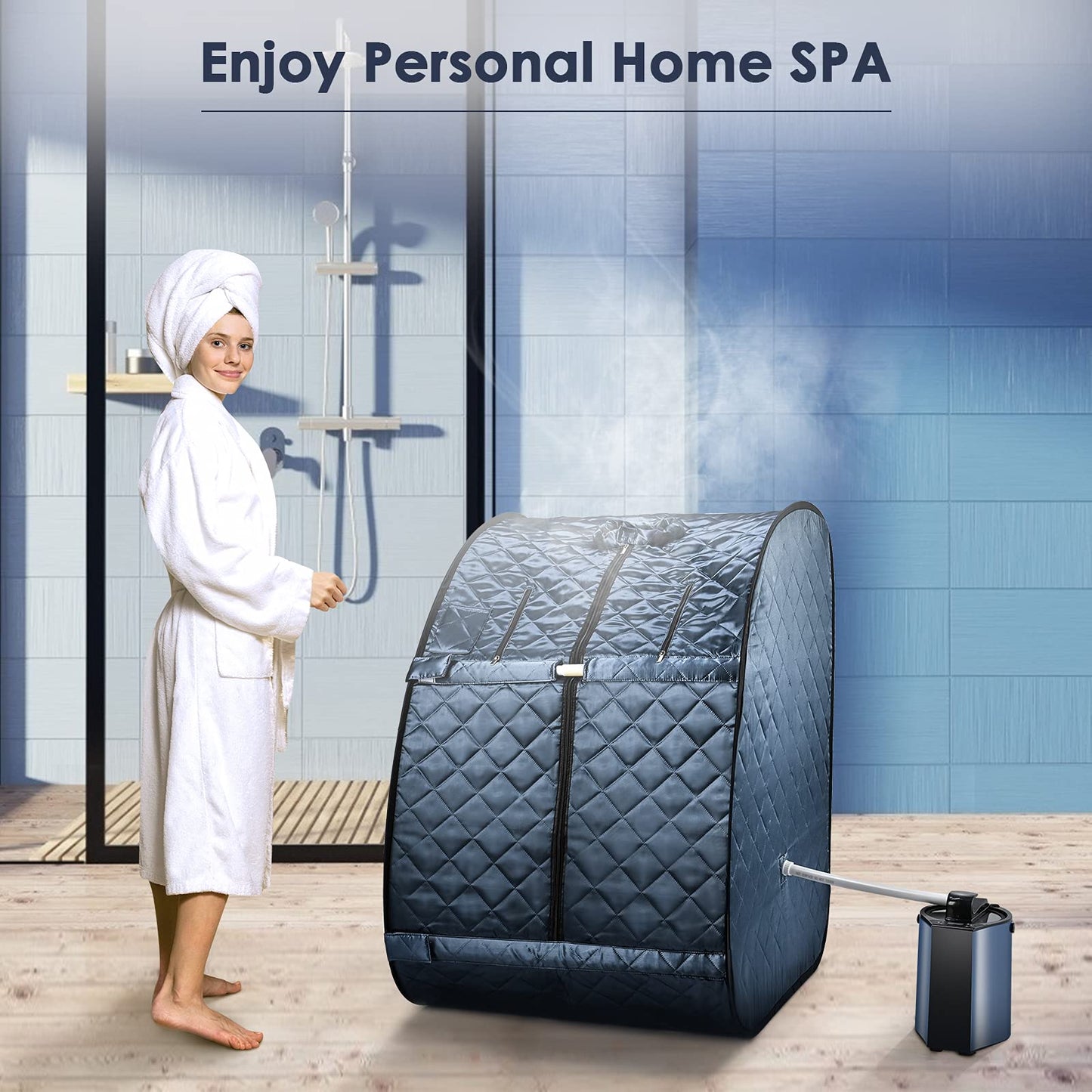 Portable Sauna, Sauna Box for Home, Personal Steam Sauna, Foldable Sauna with 3L, up to 90min,800W Steam Sauna Generator with Safety Protection, Remote Control & Portable Chair, UL Certified