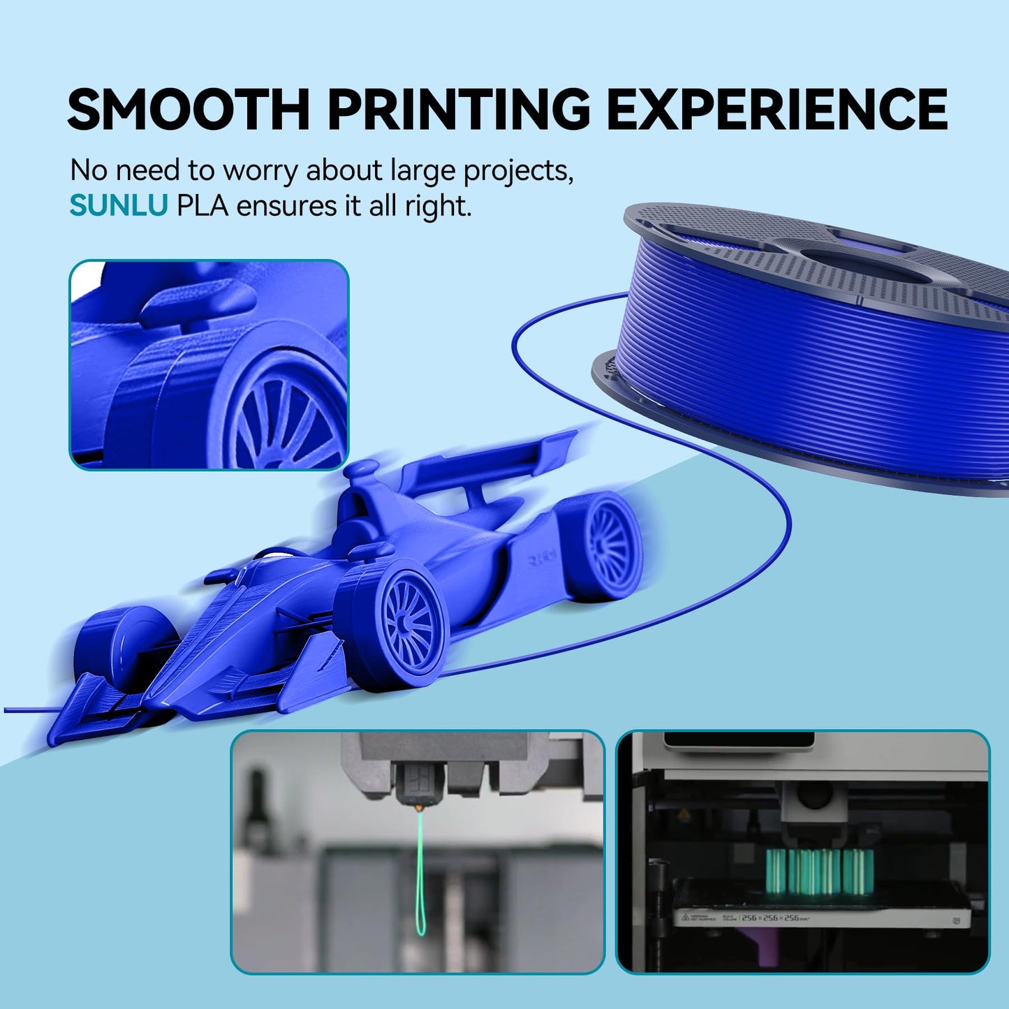 SUNLU 10kg PLA 3D Printer Filament Bundle,Neatly Wound PLA Filament 1.75mm ±0.02mm, 1kg per Spool,10 Pack,Black+White+Grey+Red+Klein Blue+Green+Vivid Yellow+Sunny Orange+Lavender Purple+Transparent