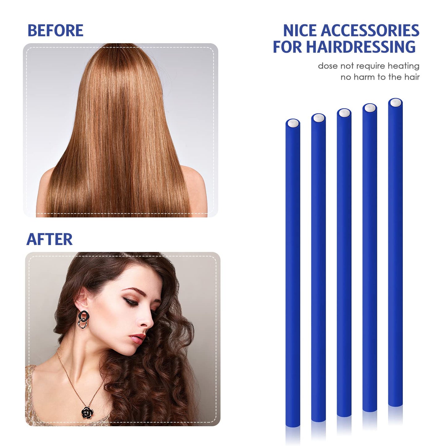 Chuangdi 20 Pcs Flexible Curling Rods Twist Foam Hair Rollers Soft Foam Hair Rods Rollers Curlers and Pintail Comb for Women Lon