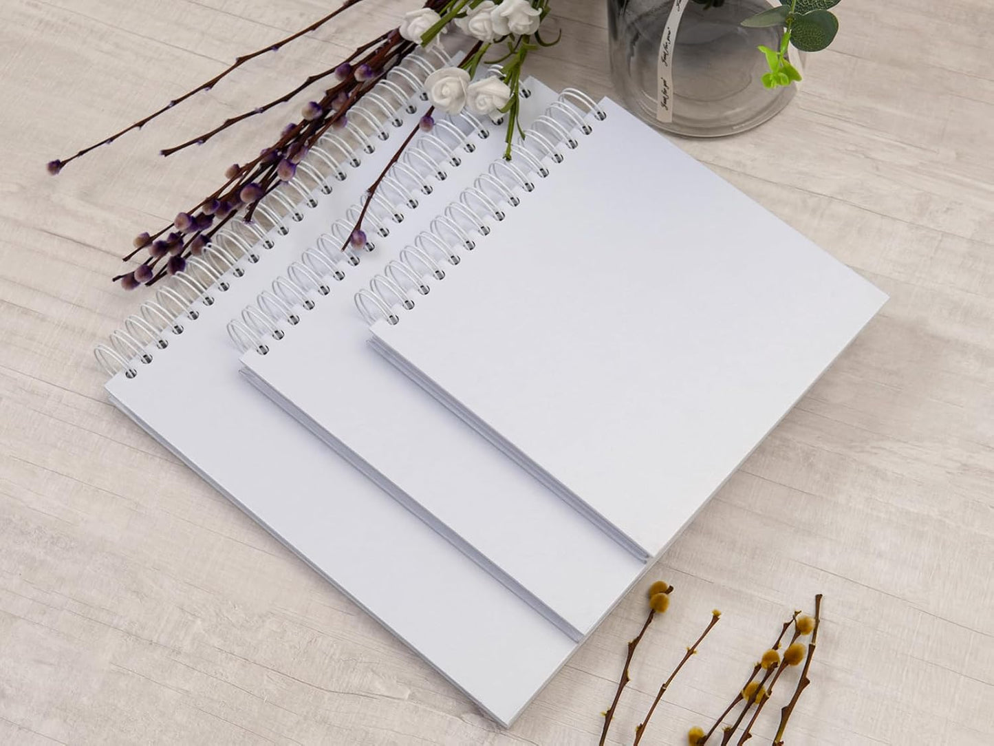 potricher 12 x 12 Inch Large DIY Scrapbook Photo Album 80 Pages Thick Kraft Blank White Paper Memory Book for Wedding and Anniversary Family (White, 12 Inch)