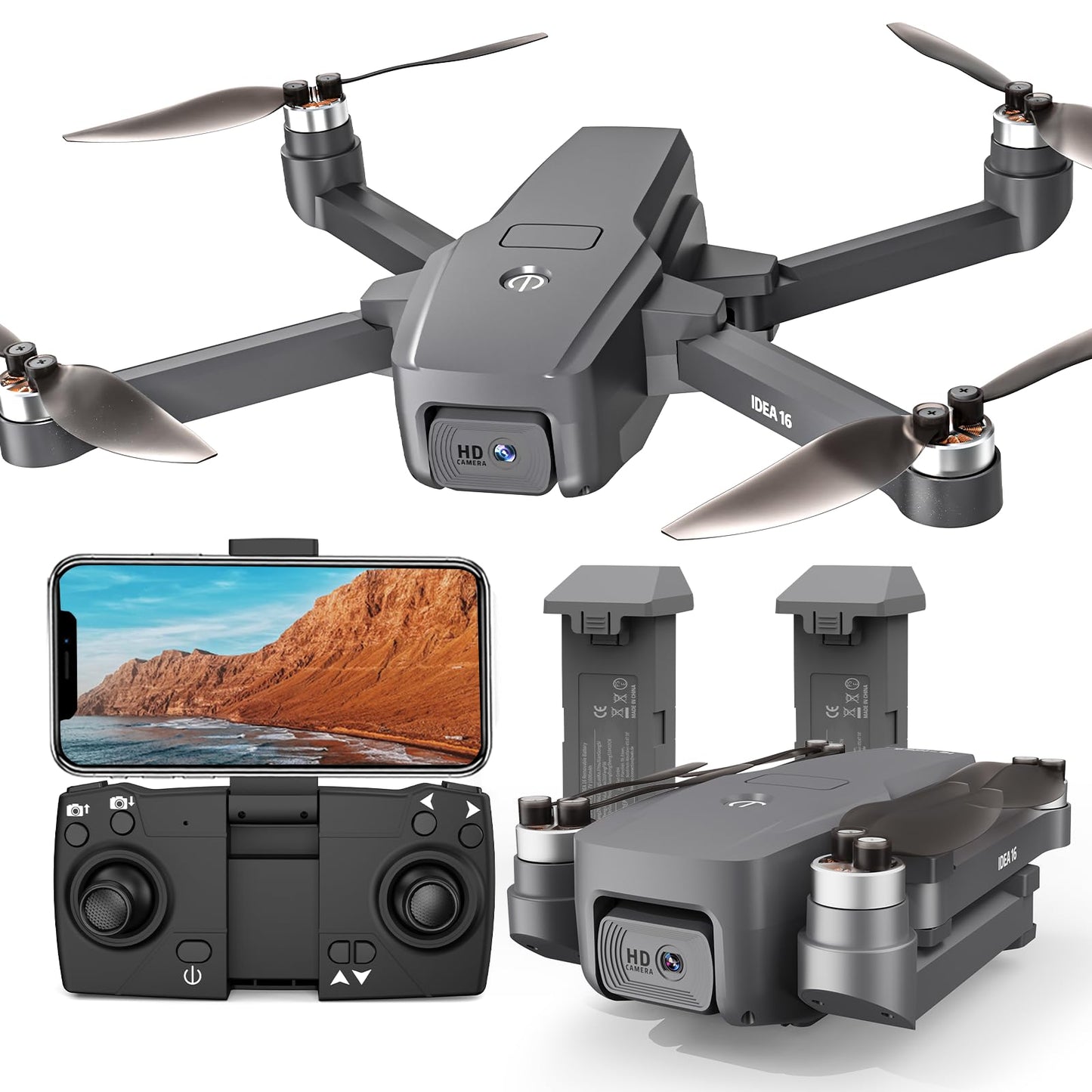 TTROARDS 16P Brushless Motor Drone with 1080p Camera for Adults 5G Wifi Adjustable Lens One Touch Takeoff/Landing Altitude Hold Mini Foldable Drone with 2 Batteries RC Quadcopter Toys Gift for