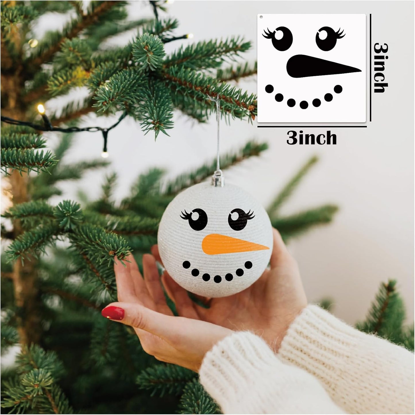 25pcs Christmas Snow Man Face Stencils for Crafts Reusable Drawing Stencil Small Ornament Stencils for Painting on Wood Christmas Balls Wall Home Decorations(25 Snowface 3in)