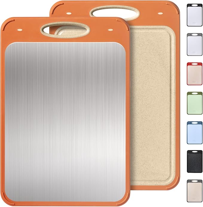 2 in 1 Stainless Steel Cutting Board with Handle Large Metal Cutting Boards for Kitchen 2025 First Apartment Essentials New Home Must Haves Things House Warming Decor Housewarming Hostess Host Gifts