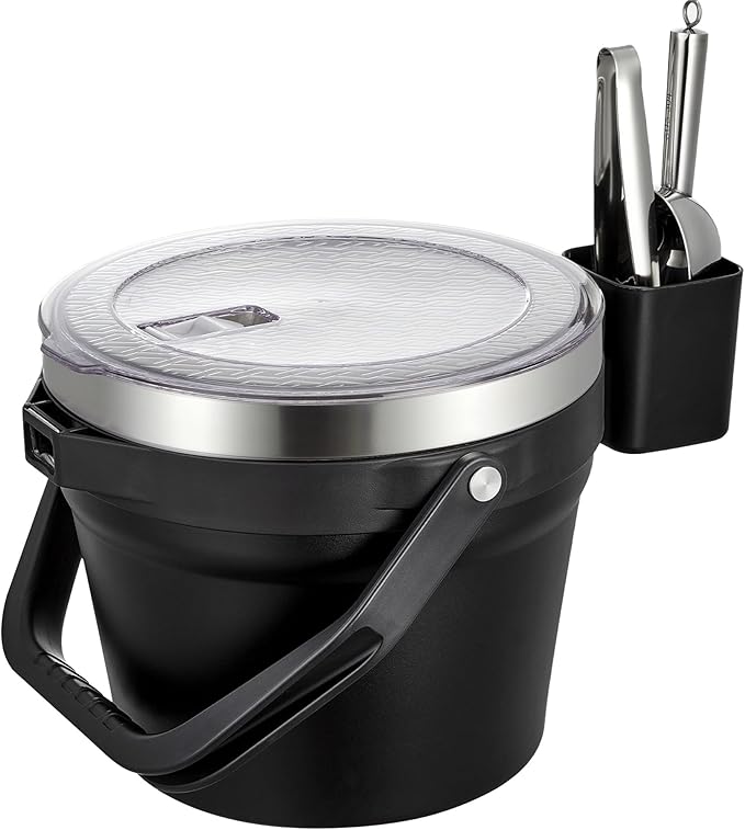 COKTIK 7L Vacuum Insulated Ice Bucket with Lid and Scoop& Tongs，Large capacity Stainless Steel Beverage Bucket for Cocktai...