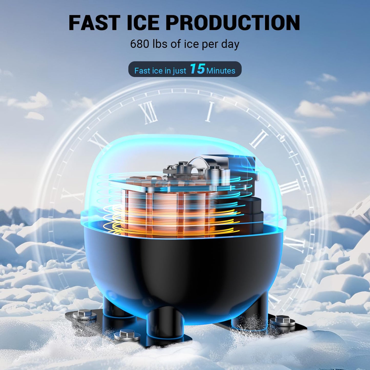 Commercial Ice Maker, 680 LBS/24h with 560 LBS Storage Bin, 210 Ice Cubes Ready in 5-15 min, Stainless Steel & Self Cleaning Industrial Ice Machine Perfect for Bar Restaurant Cafe