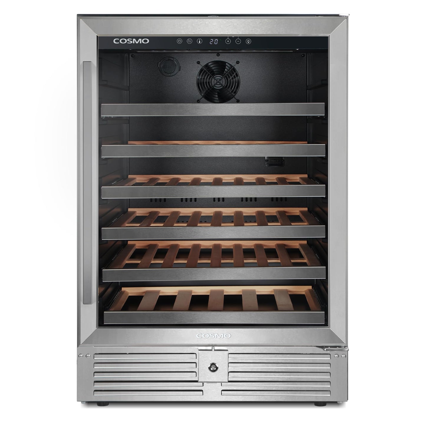 COSMO COS-24BIWCS Lumin Collection 24 in. 52-Bottle Single Zone Compressor Wine Cooler, Digital Controls, LED Lighting, Stainless Steel