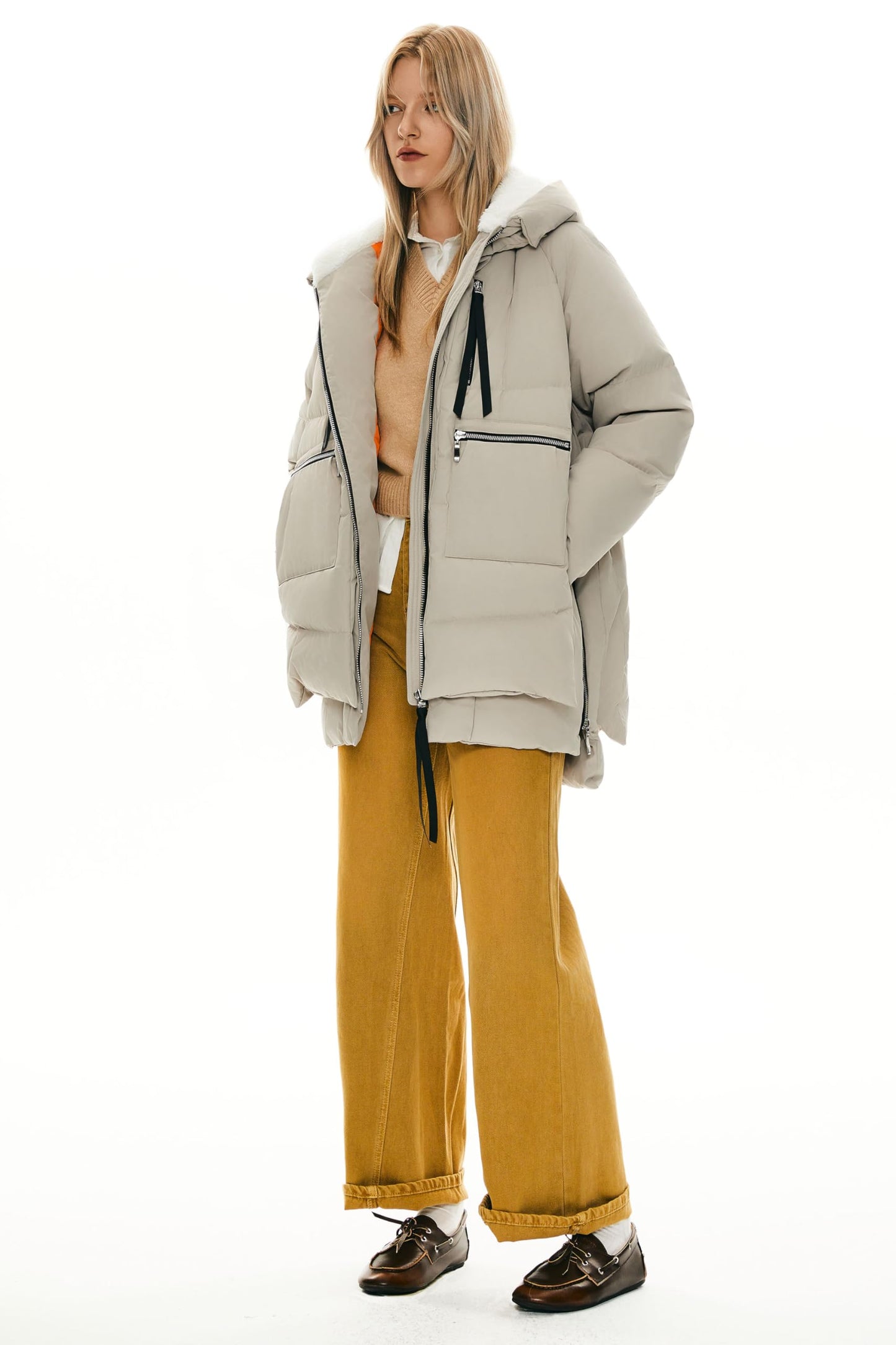 Orolay Women's Thickened Down Jacket Beige Large