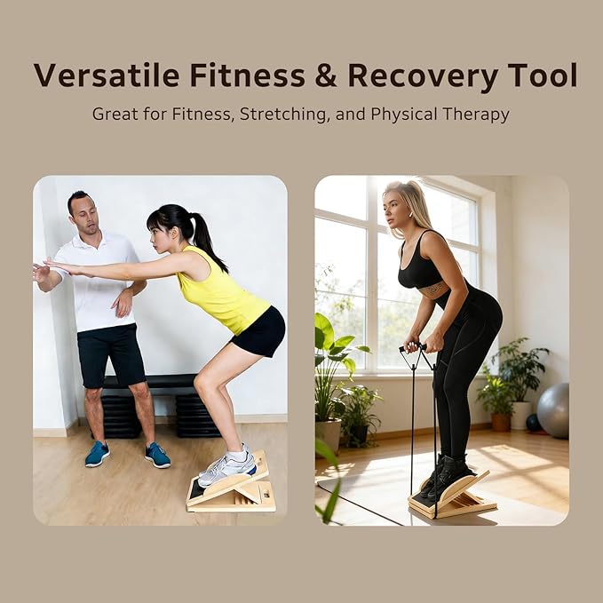 Slant Board with 6 Angles Converts to a Balance Board – Premium Calf Stretcher & Wobble Board for Effective Stretching & Squats Exercise Slant Board with Velour Surface