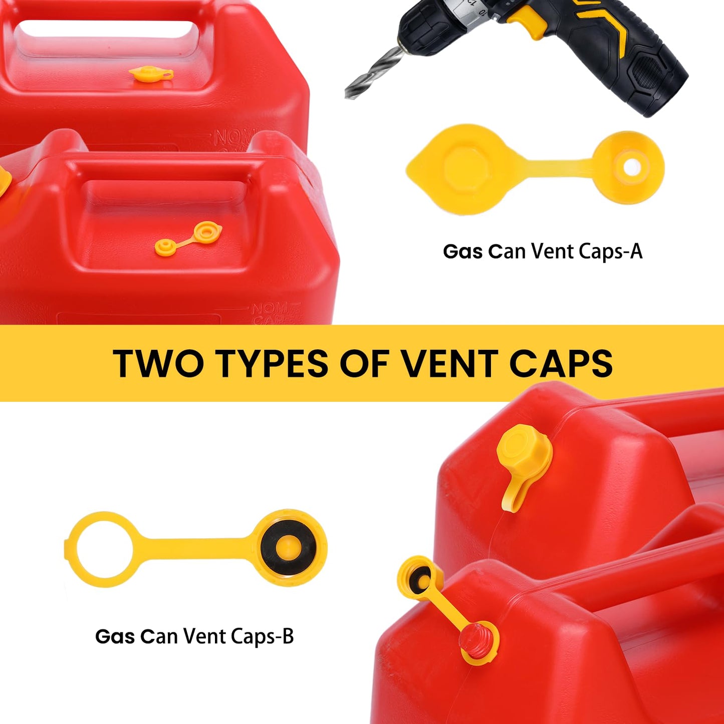 Upgraded Gas Can Spout Replacement, 3-Pack Gas Can Nozzle Leak-Proof Design, with Flexible 8.1-inch Long Spouts Easy Pour, Fuel Can Vent Caps, Drill Bit, Fit for Most 1/2/5/10 Gal Plastic Gas Cans