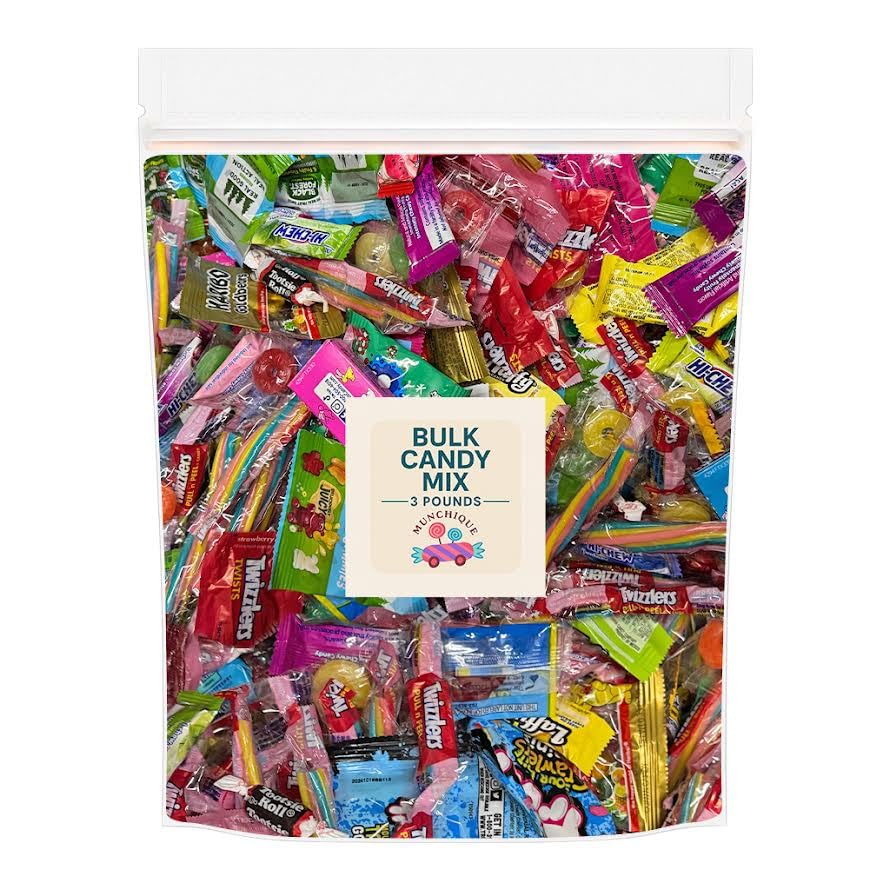 Bulk Candy Variety Pack, 3 lb Individually Wrapped Hard & Chewy Assorted Sweets, Non-Chocolate Mix – Resealable Bag – Piñata, Party Favor, Office Candy Bowl Refill