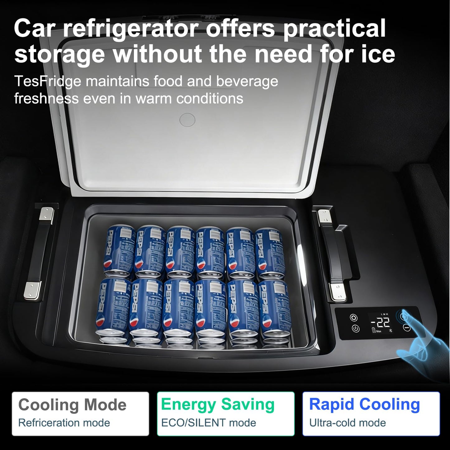 Tesstudio Model Y 2020-2025 Trunk 35L App Control Fridge Huge Car Refrigerator, Car Freezer for Tesla Model Y Juniper 2025+, -7.6℉-50℉ Trunk Portable Freezer for Camping Tailgating Road Trip Home