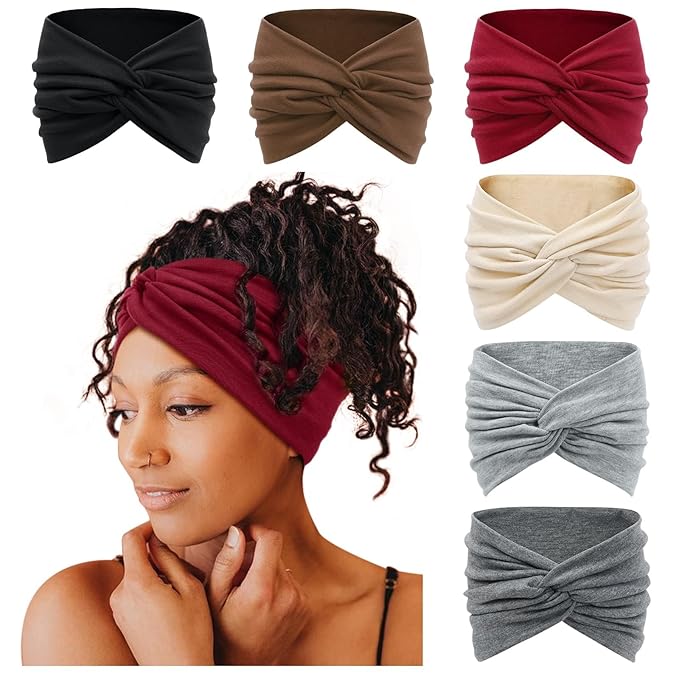 Tobeffect 7'' Extra Wide Headbands for Women, Large Thick Turban Head Wrap Headband, Boho Bandana Head Bands for Women's H...