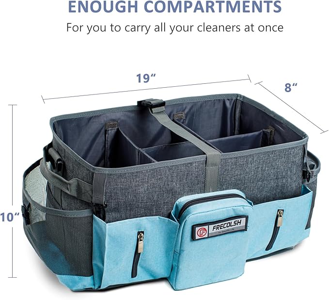 Large Cleaning Supplies Organizer-Cleaning Caddy Organizer With Handles & Shoulder Strap-Cleaning Bags for Cleaning Suppliers-Housekeepers Wearable Cleaning Tote Upgraded