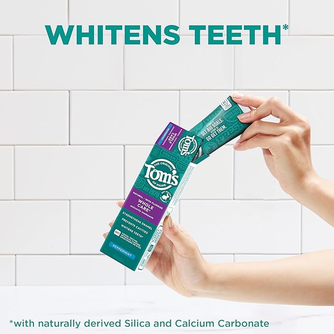 Tom's of Maine Whole Care Natural Toothpaste with Fluoride, Peppermint, 4 oz. 3-Pack (Packaging May Vary)