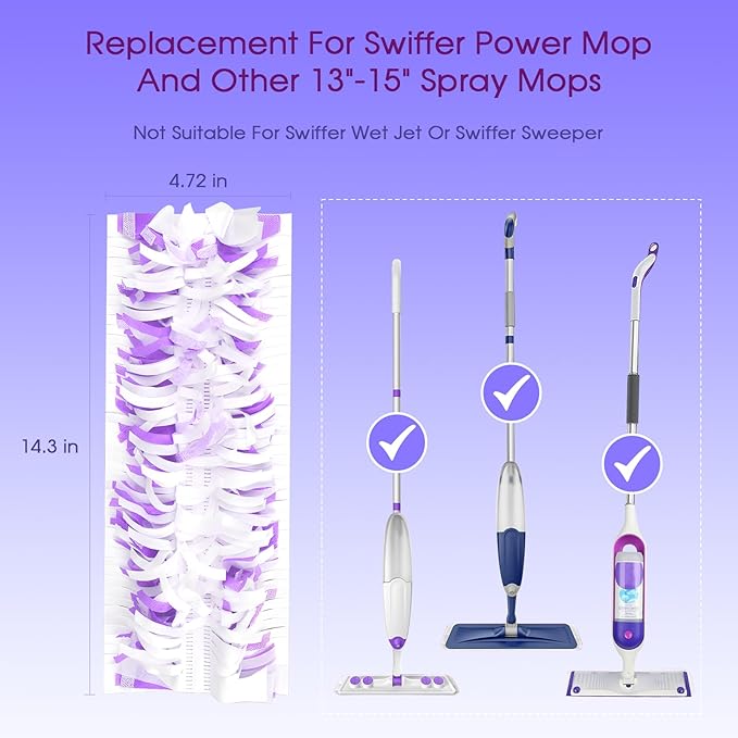 30 Pack Disposable Mop Pads Compatible with Swiffer PowerMop,Replacement for Swiffer Power Mop Refills, Super Absorbent & Scrubbing Power, Dry&Wet Use for Tiles Wooden Floors Cleaning (Lasts 1 Month)