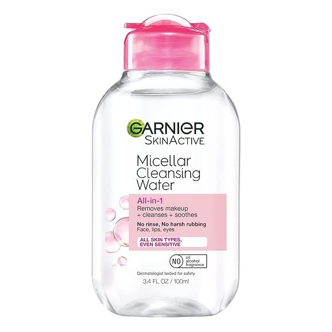 Garnier Micellar Cleansing Water, All-in-1 Makeup Remover and Facial Cleanser, For All Skin Types, 3.4 Fl Oz (100mL), 1 Co...