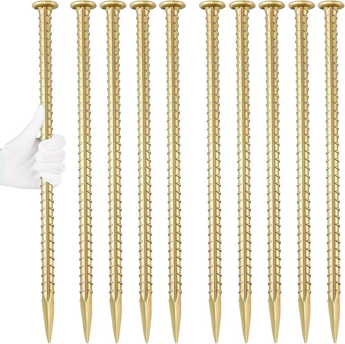 Besitu 16 Inch Rebar Stakes 1/2 Inch Diameter Galvanized Steel Ground Anchors Heavy Duty Anchoring Spikes for Speed Bump, Parking Curb and Tent (10 Pack)